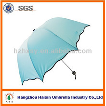Dentelle bleue Fashion 3 pliage dôme parapluie grande taille